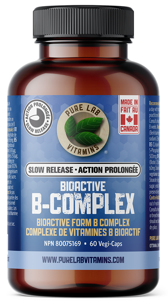 Brown supplement bottle labeled 'Bioactive B-Complex' on a white background