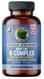 Brown supplement bottle labeled 'Bioactive B-Complex' with blue label on a white background